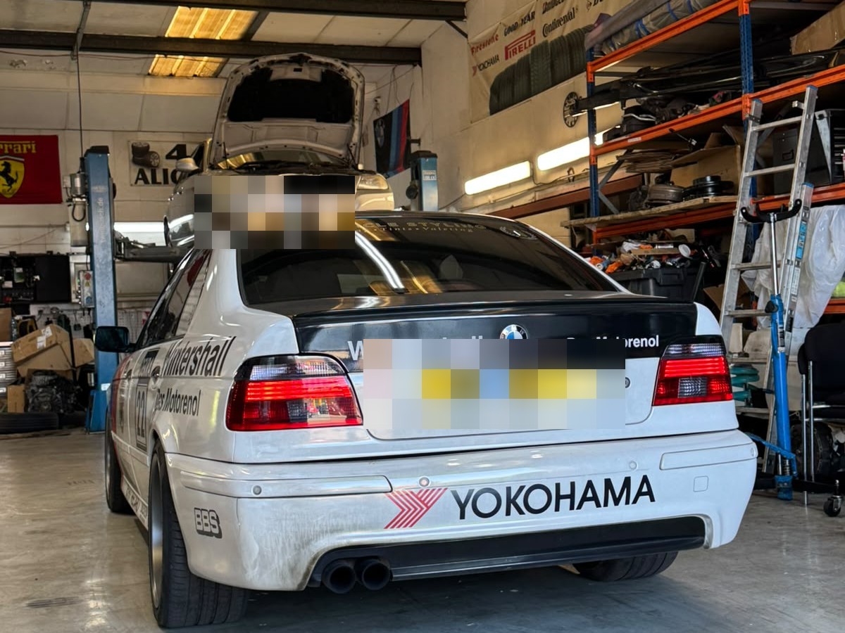 Modified BMW 5 Series in the BM Works workshop